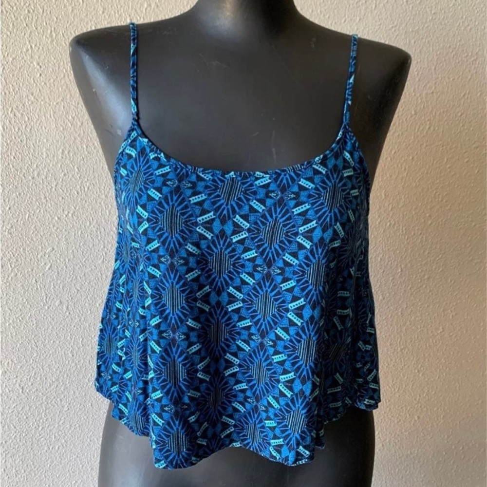 Small Blue Aztec Tank Top Crop Top Forever 21